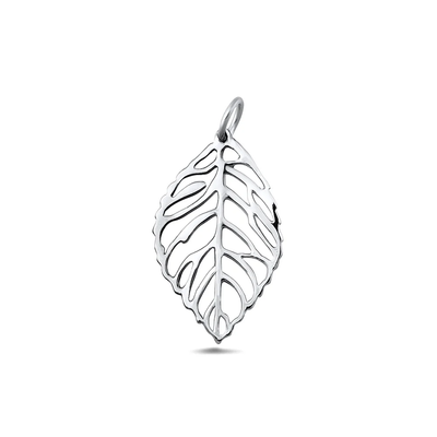 Sterling Silver Oxidized And Polished 23.6mm Leaf Pendant