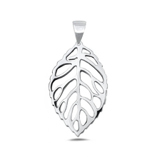 Load image into Gallery viewer, Sterling Silver Oxidized And Polished 31.1mm Leaf Pendant