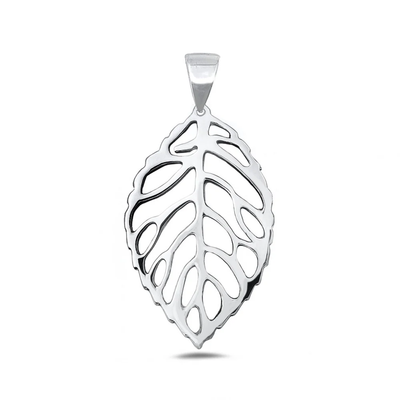 Sterling Silver Oxidized And Polished 31.1mm Leaf Pendant