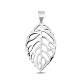 Sterling Silver Oxidized And Polished 31.1mm Leaf Pendant