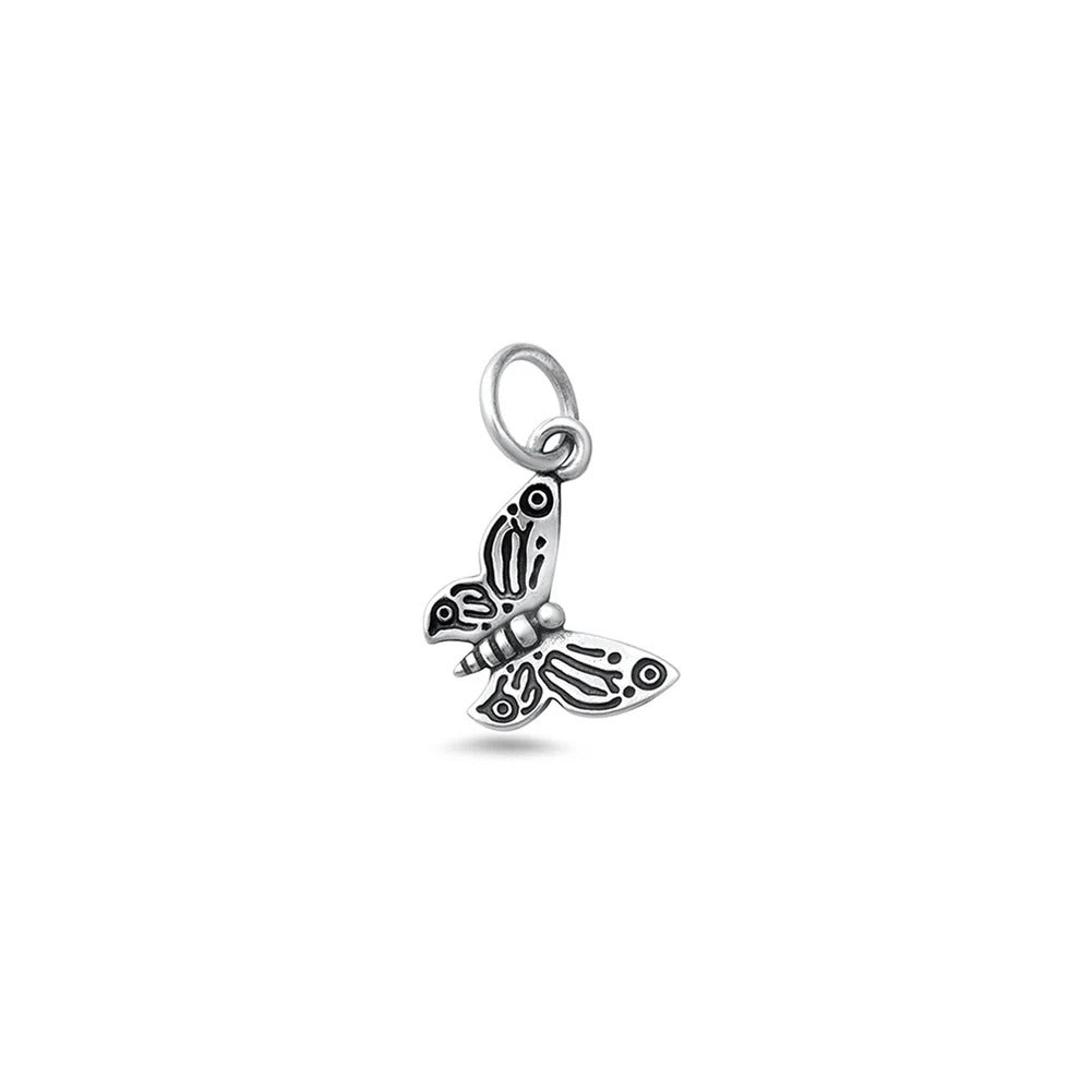 Sterling Silver Oxidized And High Polished Butterfly Pendant