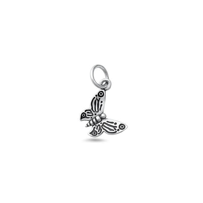 Sterling Silver Oxidized And High Polished Butterfly Pendant