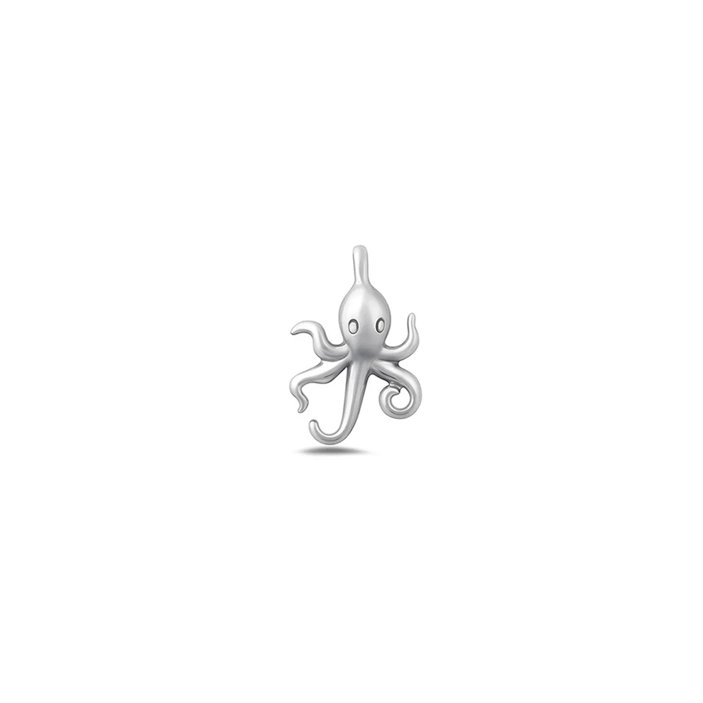 Sterling Silver Oxidized And Polished Octopus Pendant
