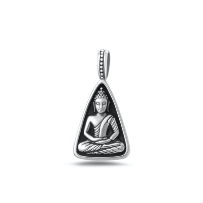 Sterling Silver Oxidized And Polished Buddha Amulet Pendant