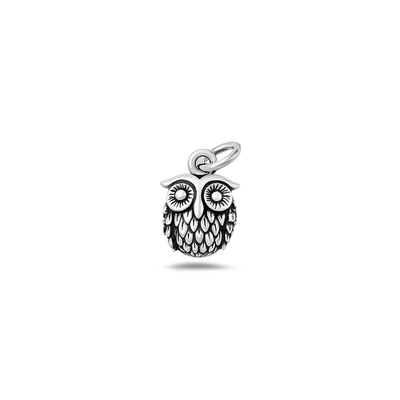 Sterling Silver Oxidized And Polished Owl Pendant