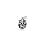 Sterling Silver Oxidized And Polished Owl Pendant