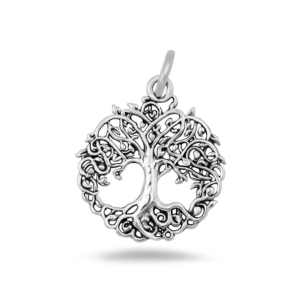Sterling Silver Oxidized And Polished Tree Of Life Pendant