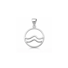 Load image into Gallery viewer, Sterling Silver Rhodium Plated Ocean Wave Pendant