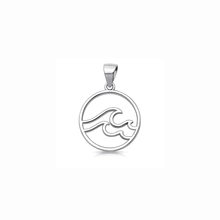 Load image into Gallery viewer, Sterling Silver Rhodium Plated 16mm Ocean Waves Pendant