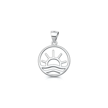 Load image into Gallery viewer, Sterling Silver Rhodium Plated Ocean And Sun Pendant