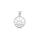 Sterling Silver Rhodium Plated Ocean And Sun Pendant