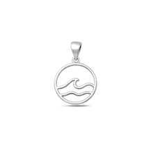 Load image into Gallery viewer, Sterling Silver Rhodium Plated Ocean Waves Pendant