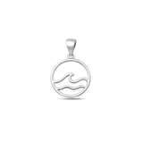 Sterling Silver Rhodium Plated Ocean Waves Pendant