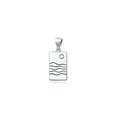 Sterling Silver Oxidized And Polished Minimalist Sea And Moon Pendant