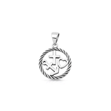 Sterling Silver Oxidized And Polished Cross Anchor Heart Pendant