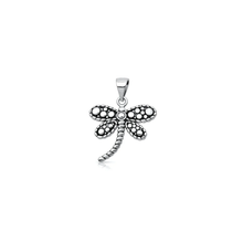Load image into Gallery viewer, Sterling Silver Oxidized And Polished Dragonfly Pendant