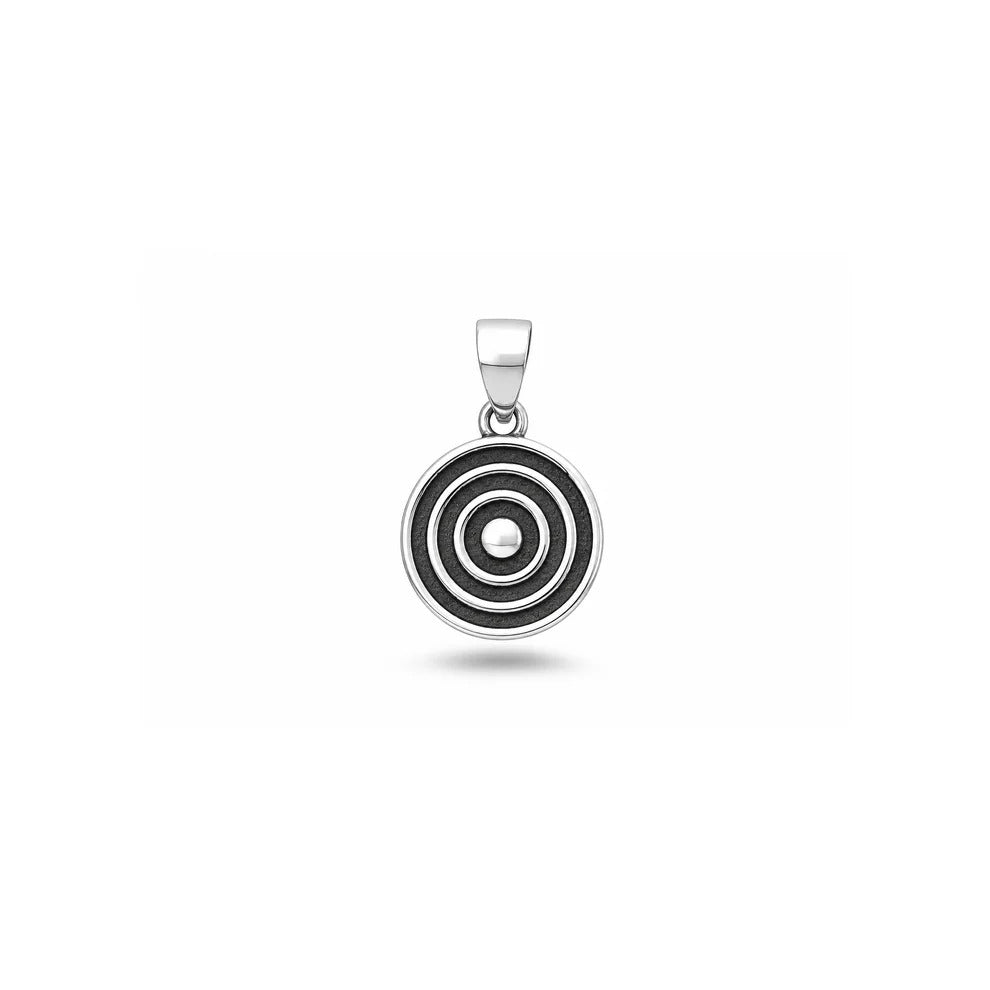 Sterling Silver Oxidized And High Polished Bullseye Target Pendant