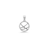 Sterling Silver Oxidized And High Polished 12mm Geometric Circle Pendant