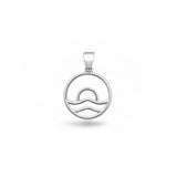 Sterling Silver Rhodium Plated Ocean And Sunset Pendant
