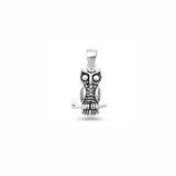 Sterling Silver Oxidized And High Polished Owl Pendant