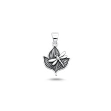 Load image into Gallery viewer, Sterling Silver Oxidized And High Polished Dragonfly Leaf Pendant