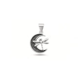Sterling Silver Oxidized And High Polished Dragonfly Moon Pendant