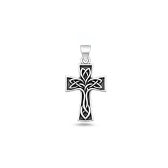 Sterling Silver Oxidized And High Polished Knot Cross Pendant