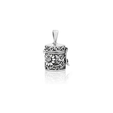 Load image into Gallery viewer, Sterling Silver Oxidized And High Polished Floral Prayer Box Pendant