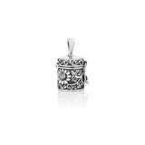Sterling Silver Oxidized And High Polished Floral Prayer Box Pendant