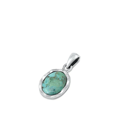 Sterling Silver Oxidized Genuine Turquoise Stone Pendant