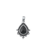 Sterling Silver Oxidized Black Agate Pendant-18mm