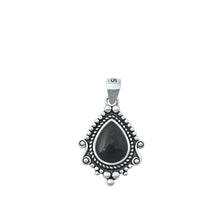 Load image into Gallery viewer, Sterling Silver Oxidized Bali Black Agate Pendant