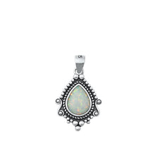 Load image into Gallery viewer, Sterling Silver Oxidized White Lab Opal Pendant-18mm