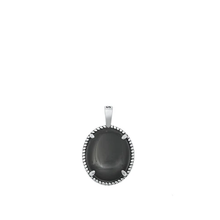 Load image into Gallery viewer, Sterling Silver Oxidized Black Agate Stone Pendant
