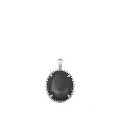Sterling Silver Oxidized Black Agate Stone Pendant