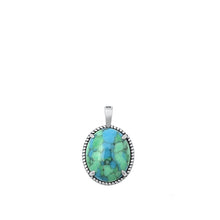 Load image into Gallery viewer, Sterling Silver Oxidized Genuine Turquoise Pendant-14mm