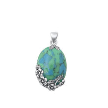 Load image into Gallery viewer, Sterling Silver Oxidized Genuine Turquoise Pendant-21.6mm