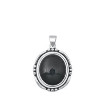 Load image into Gallery viewer, Sterling Silver Oxidized Black Agate Pendant-19.7mm