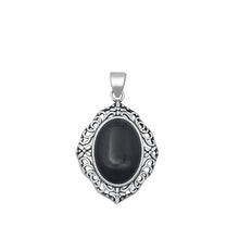 Load image into Gallery viewer, Sterling Silver Oxidized Black Agate Pendant-22.3mm