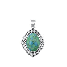 Load image into Gallery viewer, Sterling Silver Oxidized Genuine Turquoise Pendant-22.3mm