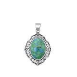 Sterling Silver Oxidized Genuine Turquoise Pendant-22.3mm