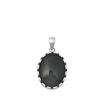 Load image into Gallery viewer, Sterling Silver Oxidized Black Agate Pendant-17.6mm