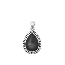 Load image into Gallery viewer, Sterling Silver Oxidized Black Agate Pendant-18.8mm