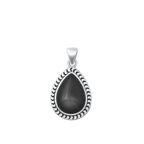 Sterling Silver Oxidized Black Agate Pendant-18.8mm