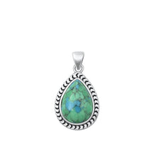 Load image into Gallery viewer, Sterling Silver Oxidized Genuine Turquoise Pendant-18.8mm