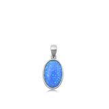 Sterling Silver Polished Blue Lab Opal Pendant