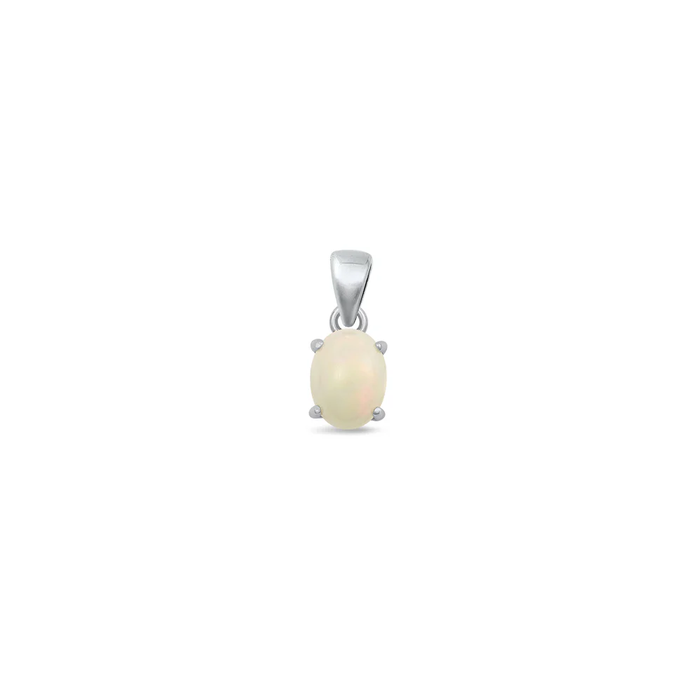 Sterling Silver Genuine Ethiopian Opal Solitaire Stone Pendant