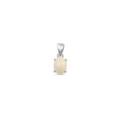 Sterling Silver Genuine Ethiopian Opal Solitaire Stone Pendant