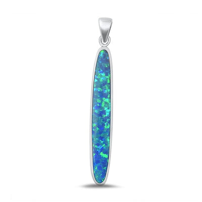 Sterling Silver Oxidized Blue Lab Opal Pendant-38mm