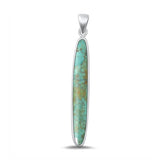 Sterling Silver Oxidized Genuine Turquoise Pendant-38mm